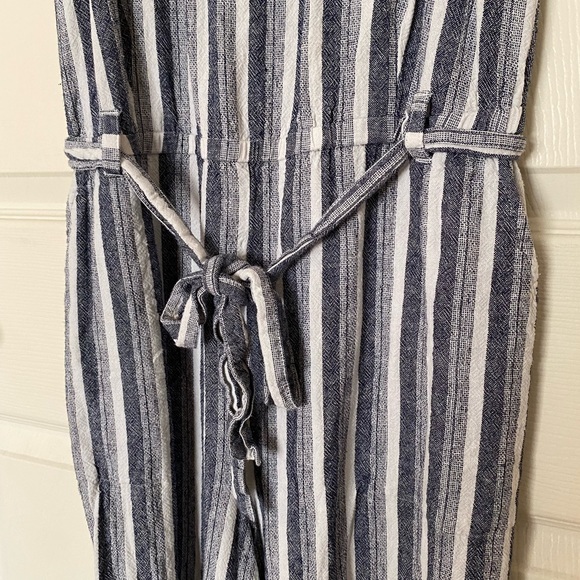 Vince Camuto Striped Linen Crop Jumpsuit - Picture 3 of 6